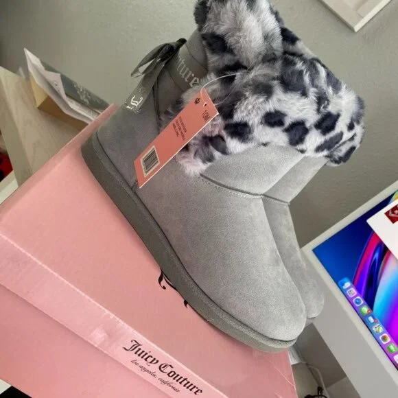 juicy couture grey cheetah print boots size 7 - Picture 2 of 2